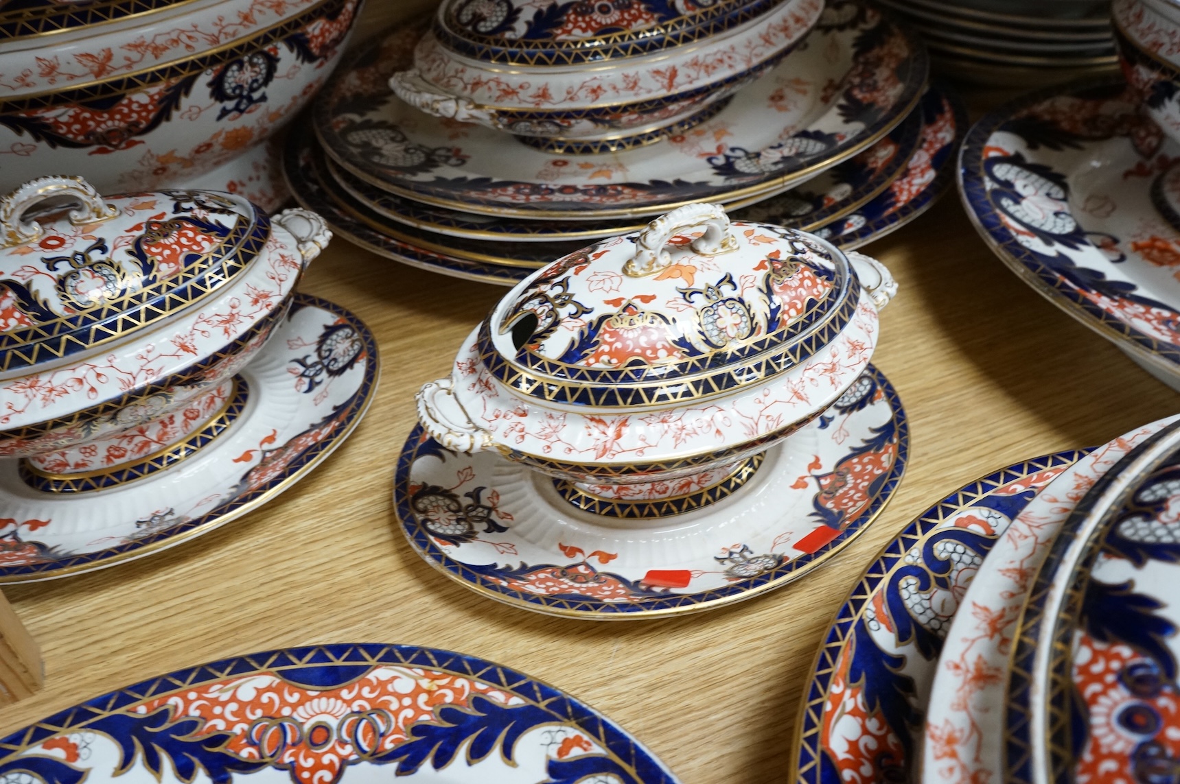 A large Victorian Royal Crown Derby pottery dinner service